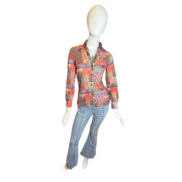 💜Host Pick Vintage 70s LUCKY TOPS Blouse Top Size Small - Picture 2 of 11